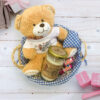 Valentine's Day Personalised Teddy & Candle Basket - Blue