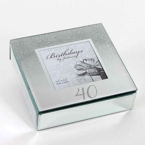 40th Birthday Glitter Mirror Trinket Box