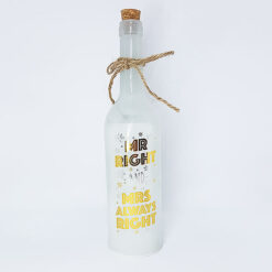 Light Up LED Mr Right & Mrs Always Right wine bottle ornament
