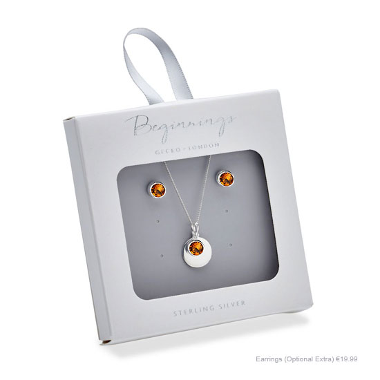 October Gold Plated Birthstone and Engravable Disc Necklace - Image 3