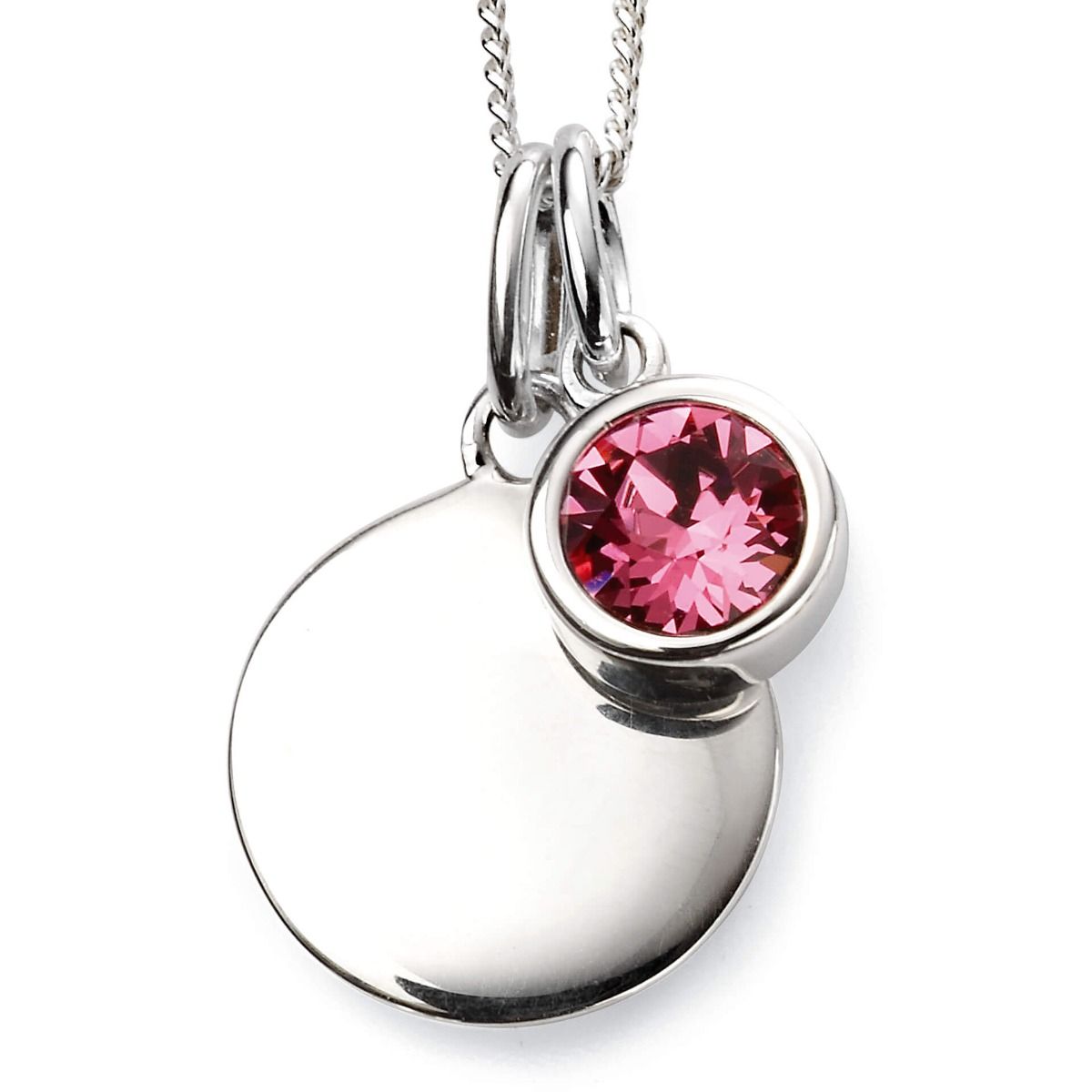 October Birthstone and engravable disc necklace