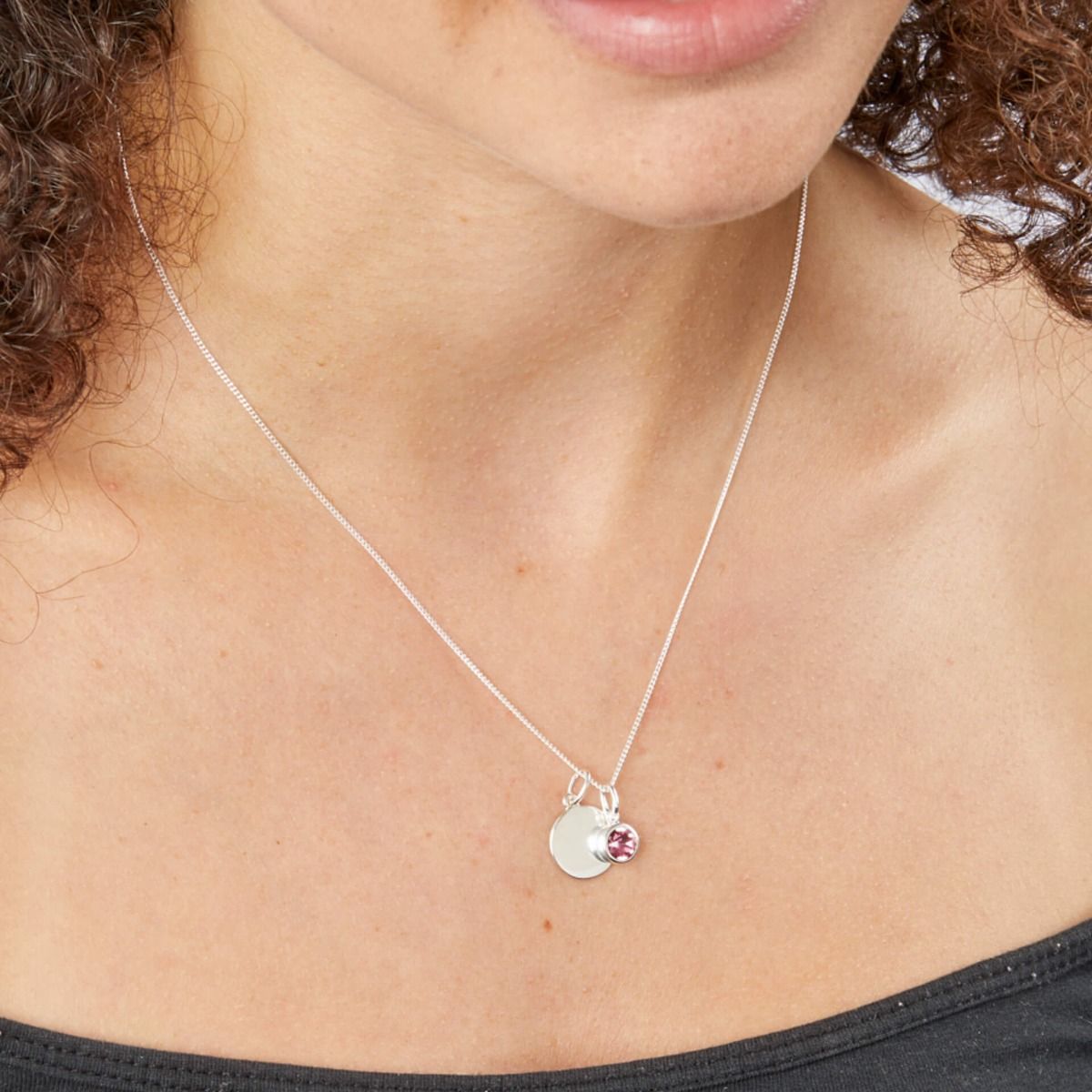 October Birthstone and engravable disc necklace - Image 4