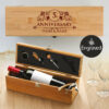 Personalised Luxury Bamboo Wine Box Set - Anniversary Gift