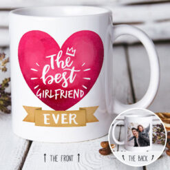 The Best "Your Text" Heart Personalised Mug with Photo Upload