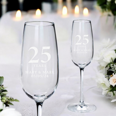 Anniversary Personalised Champagne Flute (Single Flute – Any Year)