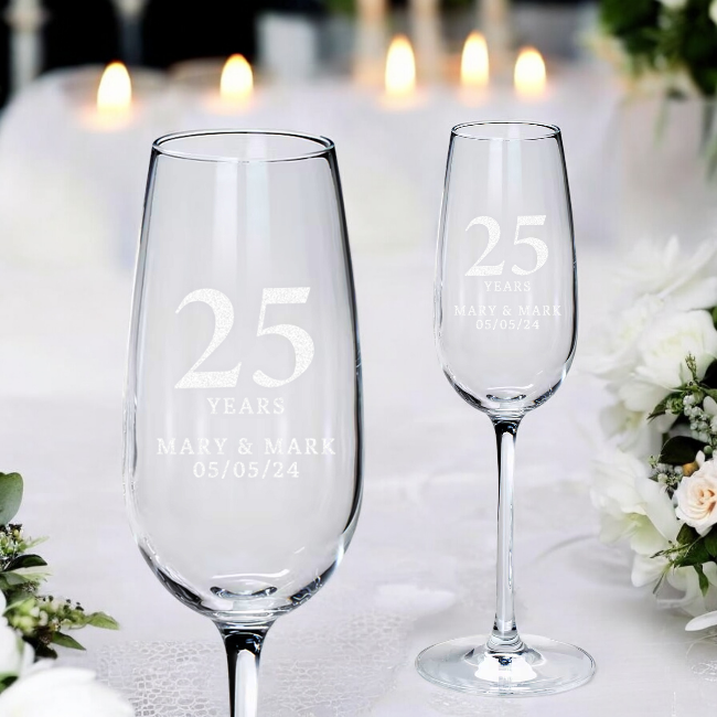 Anniversary Personalised Champagne Flute (Single Flute – Any Year)